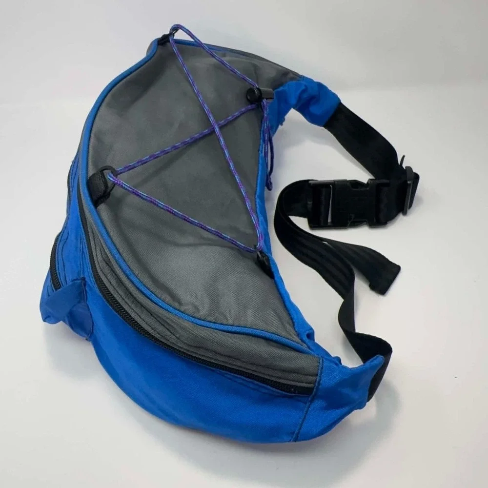 VTG LL Bean Waist Pack Blue Gray Purple Gorpcore Hiking Deluxe Medium Fanny Pack